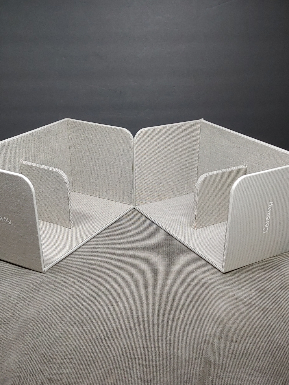 Caraway Organizer Storage Bins Set of 2 - Gray Fabric - Picture 4 of 5